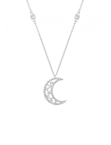 Necklace•Moon&Star Collection  Sparkling Moon Chain Necklace