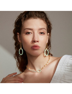 Earrings•Glam Ever Jade series Ring chain stitching jade stud 